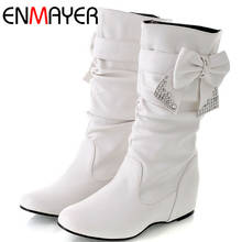 Enmayer tamanho grande quente nova moda botas de neve botas femininas e deslizamento em dedo do pé redondo inverno feminino tamanho grande botas femininas 2024 - compre barato