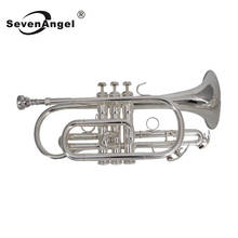 SevenAngel-Trompeta plana profesional chapada en plata, Cornet Bb, con boquilla y estuche de transporte, instrumento Musical 2024 - compra barato