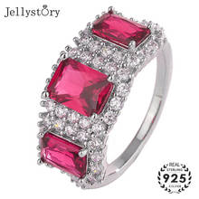 Jellystory-Anillo de plata de primera ley con circón para mujer, sortija, plata esterlina 925, Circonia cúbica, zirconia, circonita, rubí, zirconita, circón 2024 - compra barato