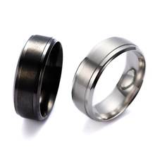 2021 New Classic Matte Black Silver Color Stainless Steel Ring For Men Women 6mm Width Promise Wedding Jewelry Gifts 2024 - buy cheap
