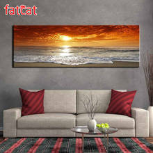 Fatcat mar calmo nascer do sol paisagem grande 5d diy daimond pintura quadrado completo broca redonda strass bordado venda decoração ae2731 2024 - compre barato