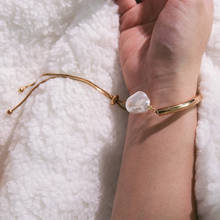 SRCOI Minimalist Baroque Irregular Imitation Pearls Gold Metal Curved Tube Bracelet Chain Friendship Adjustable Bracelet Women 2024 - buy cheap