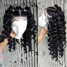 Perucas mágicas de cabelo humano encaracolado com renda frontal, pré-selecionado, cabelo natural preto, perucas brasileiras, para mulheres negras 2024 - compre barato