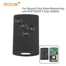 4 button keyless Renault Remote smart key 433mhz hitag AES 7953 chip for renault Clio 4 key Hand free after 2013 key with logo 2024 - buy cheap