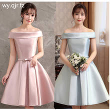 HJZY-65B#Short Bridesmaid dress pink champagne Light blue Wedding Party Prom Dresses graduation gown girls wholesale customize 2024 - buy cheap