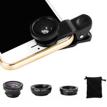 Kit de lente de câmera para celular, lente de anglo amplo, olho de peixe e macro com clip para iphone e xiaomi, lentes com zoom 2024 - compre barato