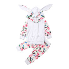 0-24M  Infant Baby Girl Clothes Flower Long Sleeve Hooded Tops+Leggings Pants Outfits 2024 - buy cheap
