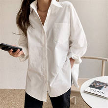 Женская офисная блузка с карманами HziriP, белая Элегантная стильная блузка с лацканами, нежная универсальная уличная одежда, рубашки, новинка 2021 2024 - купить недорого
