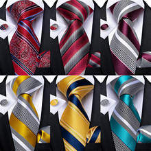 Corbatas clásicas a rayas para hombre, conjunto de corbata Formal de boda de negocios, corbata 100% de seda roja, azul y amarilla, regalo para hombres, DiBanGu, 8cm 2024 - compra barato