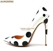 ALMUDENA White Red Yellow Polka Dots High Heel Pumps Pointed Toe Printed Dress Shoes 12cm Sky High Heel Wedding Shoes Dropship 2024 - buy cheap
