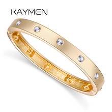 KAYMEN Love Friendship Bangle Cuff Bracelet for Women Men, Unisex Zinc-alloy Inlaid Rhinestones Statement Nail Bangle Jewelry 2024 - buy cheap