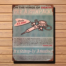 Tin Sign Vintage Fallout On The Verge Of Death? Try A Stimpack Vintage Metal Tin Sign Retro Tin Plate Sign Wall Art Decor 2024 - buy cheap