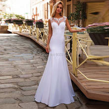 Satin Mermaid Wedding Dresses Colher Lace Apliques Beading Destacável Train Backless Casamento Vestidos de Noiva Vestido De Noiva 2024 - compre barato