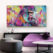 Funny Smoking Orangutan Monkey Animals Graffiti Art Canvas Painting Wall Art Posters Prints Wall Pictures for Living Room Decor 2024 - buy cheap