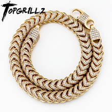 TOPGRILLZ Hip Hop Skinny Link Cuban 12MM Bling Bling CZ Iced Out Chain With Lobster Claw Clasp Luxury Charm Jewelry For Women 2024 - buy cheap