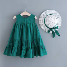 New Baby Girls Dress + Sun Hat 2pcs Set Children's Dresses Clothes Summer Girls' Sleeveless Dress Princess Party Outfits Gifts 2024 - buy cheap