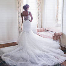 V neck sereia vestido de casamento plus size sweep trem africano sem costas vestido de noiva 2024 - compre barato