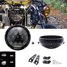 Universal 7" Motorcycle Black Chrome LED Headlight Head Lamp Housing Cover for Honda Yamaha Suzuki Kawasaki Touring 2024 - buy cheap