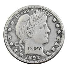 US 1892 P/S/O Barber Quarter Dollars Silver Plated Copy  Coin 2024 - buy cheap