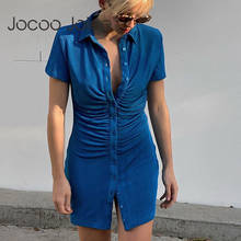 Женское элегантное Бархатное облегающее платье Jocoo Jolee с длинным рукавом, повседневное однобортное Плиссированное мини-платье, модная одежда 2024 - купить недорого