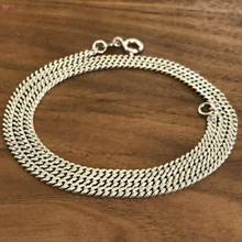 BOCAI S925 Sterling Silver Man Simple Necklace Fashion Wild Joker Schoolboy Flat Chain Whip Chain 2019 Fashion Pop New Style 2024 - buy cheap