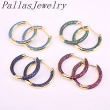 3Pairs, new arrivals Colorful CZ Round Circle Hoop Earring for Women Bohemia Geometric Statement Hoop Earrings Charm Ear Jewelry 2024 - buy cheap