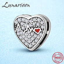 Pulsera de plata de primera ley con forma de corazón para mujer, brazalete, plata esterlina 925, latido del corazón, reflejo Original 2024 - compra barato