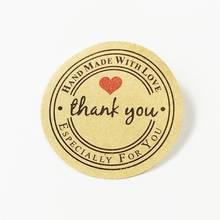 100 Pcs Thank you Round Kraft Paper Sealing label Sticker For Handmade Products DIY Handmade With Love Packaging Lable 2024 - buy cheap