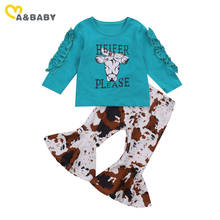 Комплект одежды для девочек Ma & Baby, осень-весна От 6 месяцев до 5 лет, Топ с длинным рукавом, расклешенные штаны, детские костюмы 2024 - купить недорого
