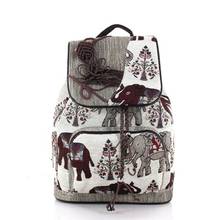 Nice string appliques national women shopping backpacks!Hot animal prints lady casaul backrack All-match canvas hasp backruck 2024 - buy cheap