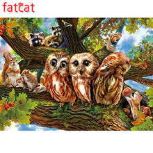 FATCAT 5d diy Diamond Painting Owl squirrel Diamond Embroidery animals Full Square Round Mosaic stickers home decoration AE682 2024 - buy cheap