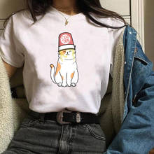Плюс модные женские туфли с принтом кошки Harajuku футболка Летняя футболка с короткими рукавами и круглым вырезом Повседневная Уличная одежда топы футболки одежда 2024 - купить недорого