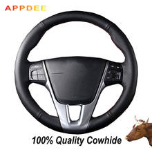 Hand-stitched Black Genuine  Leather Steering Wheel Cover for  Volvo S60 V40 V60 V70 2014 XC60 2024 - buy cheap