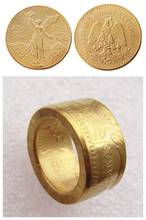 1943 ouro méxico 50 peso moeda banhada a ouro anel artesanal em tamanhos 8-16 2024 - compre barato