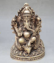 Old Tibet Silver 4 Arms Ganapati Ganesh Lord Ganesha Elephant Buddha Mammon 2024 - buy cheap
