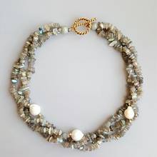 LiiJi Unique High Luster Irregular Labradorite Baroque Pearl Handmade Necklace 20inch/50cm 2024 - buy cheap