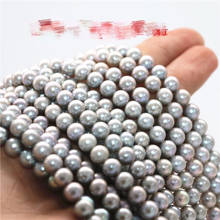 Wholesale 7-8mm Big Dyed Grey Color Loose Freshwater Pearl Necklace Real Pearl Strand String 38cm Long 10pcs/lot 2024 - buy cheap