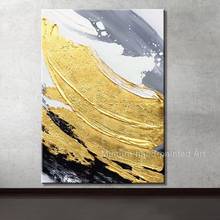 Большая оригинальная ручная роспись абстрактные современные золотые волны Масляные картины на холсте для настенного интерьера Гостиная домашний декор 2024 - купить недорого