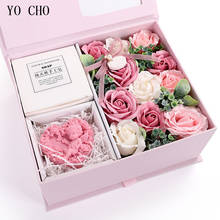 Yo cho flor rosa eterna perfumada, artesanal, perfumada para banho, presente de dia dos namorados, óleo de palma, sabonete rosa flores em caixa 2024 - compre barato