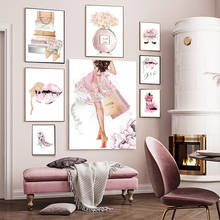 Room decoration wall art modern fashion pink lips perfume bag high heels diamond painting art mural rhinestone embroidery mosaic 2024 - buy cheap