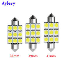 Ayjery-lâmpadas led domo para interior automotivo, 100 peças, luz branca, c5w, 5050, 9 led, 31, 36, 39 e 41mm, 12v 2024 - compre barato