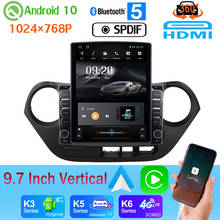 Вертикальный мультимедийный плеер на Android 10, 9,7 дюйма, для Hyundai i10 Grand i10 2013-2016, автомагнитола с GPS 360, 4 камерами, CarPlay, DSP, Wi-Fi 2024 - купить недорого