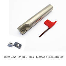 10PCS APMT1135 M2 + 1PCS  BAP300R C10 10 120L 1T 10mm milling cutter for apmt 1135 mill inserts high quality 2024 - buy cheap