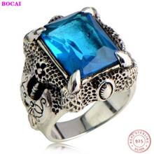 BOCAI S925 Sterling Silver Men's Rings Dragon Claw Synthetic Garnet Agate Creative Pure Argentum Gemstone Hand Ornament Jewelry 2024 - buy cheap