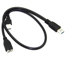 Cabo usb duplo 0.6 a macho para micro b y, cabo de dados de alimentação preta, disco rígido móvel, 2 conector em y, 3.0 m/1m 2024 - compre barato