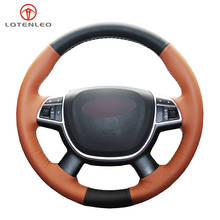 LQTENLEO Black Brown Genuine Leather Hand-stitched Car Steering Wheel Cover For Great Wall Haval Hover H8 2012-2018 H9 2015-2018 2024 - buy cheap