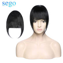 SEGO-flequillo de cabello humano brasileño Remy, flequillo recto atado a mano con Temple 2024 - compra barato