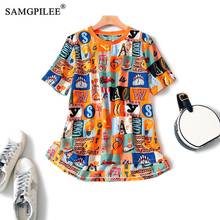 2020 Women Summer Clothing 2020 Womens Fashion T-shirts Office Lady Chiffon Print O-neck Top Summer Female T-shirty Damskie 3XL 2024 - buy cheap