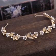 Hair Accessories 2020 Wedding Bridal Gold Color Headband Leaves Hairband Women Head Ornament Ladies Prom Party Hairs Jewelry 2024 - buy cheap