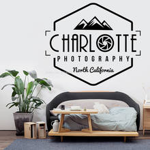 Photographer wall Decal personalized Custom name Sticker Charlotte Photography north california Photo Studio decor Camera DG567 2024 - buy cheap